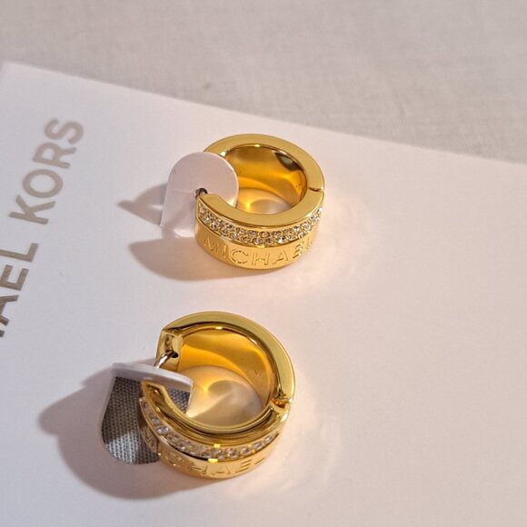 Michael Kors Huggie Gold Rhinestone Earrings NWT - Picture 4 of 8